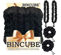 BINCUBE 4 coleteros afro tipo puff, lazos ajustables de seda para cabello rizado y grueso, coleteros extragrandes para peinados naturales, soportes para coletas afro