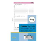 BIND B570226 - Recambio para calendario semanal A7, plantilla temporizador año 2026, 1 semana / 2 páginas, calendario con sistema, calendario para planificadores de sistemas bind y planificador de
