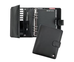 bind T 501 - Agenda de gestión A5, organizador de piel de napa / piel auténtica, planificador de sistema en formato DIN A5, agenda con 6 compartimentos para tarjetas de visita, 2 portabolígrafos, agenda con sistema de 1 día / 1 página