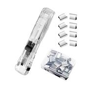 Binder Clip - Stapler for Organizing | Push Action with 50 Stainless Refills & High Capacity Spring Load for Heavy Paperwork, Sorting Records, Filing Documents and Large Management