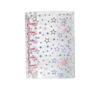 Binder Cover - 11 Cm Glitter Star PVC Notebook Shell, Refillable Planner Protector For A7 Loose Leaf Sheets, Elegant Organizer Folder | Daily Life Journal Cover For Office School Home Budget Planning