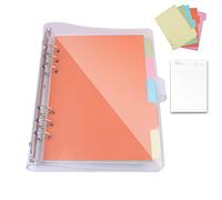 Binder Cuaderno A6 - Cuaderno de anillas transparente 6 rondas de PVC suave para portátil, A6, rellenable, diario con papel de relleno A6, carpeta de anillas con 5 divisores para oficina