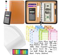 Binder de presupuesto con sobres de cremallera sobres de efectivo para presupuestar A6 PU Leather Presupuesto Planificador 2024 con sobres de efectiv