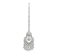 Bindhani Tocado para la frente, joyería india Maang Tikka para mujer, 6.5cm x 4.0cm, Piedra, Perla creada