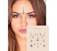 Bindi de color floral ✮ Crystal Indian Bindi Face Jewels Gold Multi Pack