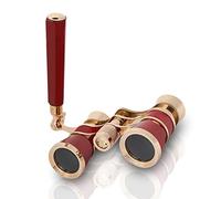 Bindpo Binoculares para ópera, Gafas de ópera de Enfoque Central 3X25 Binoculares Gafas de Teatro con Prisma BAK-7 y asa para Adultos Niños Mujeres en Concierto Teatro Ópera(Rojo marrón)