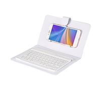 Bindpo Teclado Bluetooth & Estuche, Teclado Bluetooth inalámbrico Universal + Estuche Protector + Soporte para teléfono móvil y Tableta de 4.5-6.8 Pulgadas(Blanco)