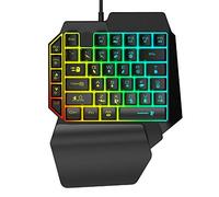 Bindpo Teclado mecánico para Juegos de una Mano, 39 Teclas Teclado mecánico con Cable USB para una Sola Mano con iluminación llamativa para el Juego