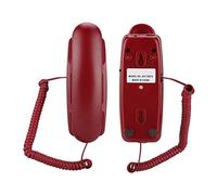 Bindpo Teléfono de Pared con Cable sin identificador de Llamadas, teléfono Fijo de Escritorio con Cable para hogar, Hotel, Sala de Estar, Escuela y Oficina, Alimentado por línea telefónica(Rojo)