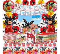 Bing adornos cumpleaños, Bing Party Kit, fiesta temática Bi Ng, globos tema Bunny, vajilla para fiestas de cumpleaños Bunny, B ing fondo com pleanno, kit platos servilletas com Pleanno