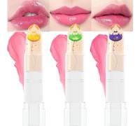 Bingbrush 3 pintalabios que cambian de color, forma de flor, hidratante, de larga duración, brillo labial, brillo de labios