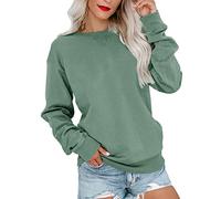 Bingerlily Sudadera Casual de Manga Larga para Mujer, Cuello Redondo, Lindo, Ajuste Relajado, Forro Polar Verde con Licencia Oficial de Star Wars Silent One Crew., M