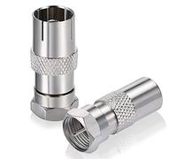 Bingfu Adaptador Antena TV, Conector Coaxial de Antena F Macho a TV Macho & Hembra para Satélite y Cables Coaxiales (Paquete de 2)