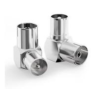 Bingfu Adaptador de Antena TV Angulo Recto de TV PAL Macho a TV Hembra Conector Coaxial RF de Angulo Recto para Cables de Antena de TV, Cables Coaxiales por Satélite, Paquete de 2