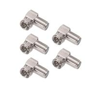 Bingfu - Adaptador de Conector F Macho a Hembra Tipo F (ángulo Recto, 75 Ohm, 5 Unidades), Vedio Audio Television TV Dish Radio Antena Coaxial Cable Conector Adaptador