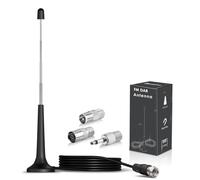 Bingfu Antena Radio Dab FM Interior 75Ω Base Magnética 3Metro Cable | Antena Telescópica F Macho Con 3 Adaptadores Para Radio FM Receptor Estéreo Compatible Con Denon Pioneer Onkyo Marantz