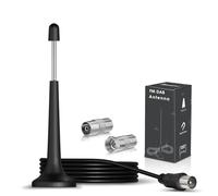 Bingfu Antena Radio Dab FM Interior 75Ω Base Magnética con 3Metro Cable | Antena Telescópica Conector TV Macho y 2 Adaptadores Para Sintonizador FM Radio Portátil Receptor Estéreo AV Amplificador