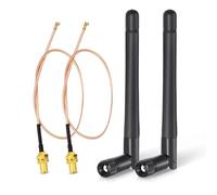 Bingfu Antena WiFi Doble Banda 2,4 GHz 5 GHz 5,8 GHz 3dBi MIMO RP-SMA Macho(Paquete de 2)+2 Cables U.FL a RP-SMA de 30 cm para Enrutador WiFi Inalámbrico Mini PCI Express PCIE Adaptador Tarjeta de Red