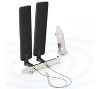 Bingfu Antena WiFi Tribanda 2,4 GHz 5 GHz 6E WiFi 6 Antena + 25 cm Cable Pigtail RP-SMA Hembra con Soporte de Ranura PCI para Adaptador WiFi de Tarjeta de Red Inalámbrica Intel M.2 NGFF