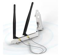 Bingfu Mini antena WiFi de doble banda de 2.4 GHz 5.8 GHz + cable IPEX IPX U.FL a RP-SMA y soporte de ranura PCIe para tarjeta de red inalámbrica Intel M.2 NGFF adaptador WiFi