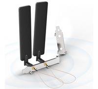 Bingfu Tri-Band WiFi Antena 2,4GHz 5GHz 6E Wifi6 Antena y Cable Pigtail RP-SMA 20cm con Soporte de Ranura PCIE para Enrutador WiFi Adaptador de Tarjeta de Red Mini PCI Express PCIE Inalámbrico