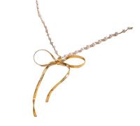 BINGGA Collar de acero inoxidable de moda, elegante collar de lazo, joyería de cuello de moda, collar de mujer adecuado para bodas, como se describe, como se describe