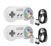 Binghe Controlador Inalámbrico SNES, Mini Classic Edition Controller con Receptor SNES y Receptor USB de 2,4 GHz Compatible con Switch/Switch OLED/Windows PC/Mac OS/Raspberry Pi(2 Piezas)