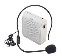 BINGNU Amplificador de Voz, Altavoz Mini Amplificador de Voz micrófono con USB TF Tarjeta FM Radio for la promoción guía turística del Maestro(Bianco)