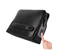 BINGNU Cajas Fuertes for Huellas Dactilares Cartera de Cuero con Cremallera for Hombre Bolso de Mano antirrobo con Seguridad con Huella Dactilar para casa/Oficina