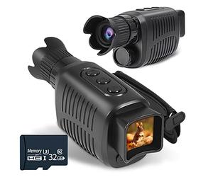 BINGNU Dispositivo de visión Nocturna monocular Cámara 1080P HD Infrarrojo 5X Zoom Digital Telescopio de Día al Aire Libre Noche Oscuridad de Doble Uso para Acampar al Aire Libre(with 32G)