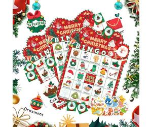Bingo de Navidad - Juego de cartas de juego de bingo de Navidad 2025 | Juan de mesa para 24 jugadores, juegos interactivos, actividades divertidas para reuniones de vacaciones, principiantes, clase