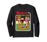 Bingo Digs a Hole Sarcastic Dog Retro Funny Adult Humor Manga Larga