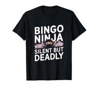 Bingo Ninja Silencioso Pero Mortal Bingo Divertido Camiseta gráfica económica, Hombre, Negro, M