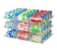 BingoHive Organizador de latas apilable de 3 niveles para despensa, organizador de refrescos para nevera con capacidad para 36 latas, dispensador automático de latas para cocina, transparente