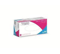 BINGOLD Guantes desechables 30PLUS de nitrilo de la marca, guantes de nitrilo, color blanco, talla M, paquete de 100 unidades