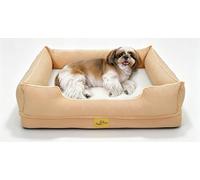 BingoPaw Cama Perro Ortopédica Mediano 77x63x18cm, Cama Perros Medianos con Superficie Impermeable y Lavable, Sofá Perro con Funda Desenfundable y Fondo Antideslizante, Beige