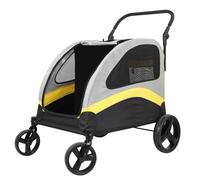 BingoPaw Carro Perro con 2 Habitaciones: Carro para 2 Perros Pequeños Medianos Plegable Carrito Carriola Cochecito para Perritos Gatos de Bajo Centro de Gravedad Más Cómodo, Ruedas Amortiguadoras