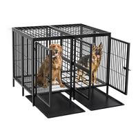BingoPaw Jaula para Perros Mascotas XXL Fuerte Pesada 131x100x101cm Jaula Extra Grande con Divisor de Metal Extraíble Caseta Doble de Metal Resistente para 2 Perros Medianos Grandes Interior Exterior
