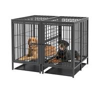 BINGOPAW Jaula Perro XXL 131x100x101cm Jaula para Perros Dividible a 2 Habitaciones Jaula Metalica Pesada con Bandeja Extraíble con Divisor de Panel Extraible para 2 Perro o 1 Perro Extra Grande