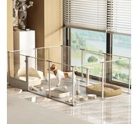 BingoPaw Parque para Perros Grande Transparente 180x120x60cm Valla Corral para Perros de Acrílico Espesado Caja de Parto con Suelo Impermeable de PVC Marco de Alumnio y Puerta para Animales Interior