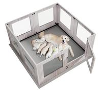 BingoPaw Parque para Perros Interior Corralito Cachorros Medianos con Varilla Fija Caja de Parto Perros con Suelo de PVC Impermeable Paridera Perros Pequeños Recinto para Mascotas Transparente