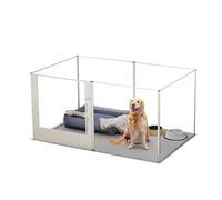 BingoPaw Parque para Perros Transparente Valla Corral para Perros de Acrílico Espesado Caja de Parto con Suelo Impermeable de PVC Marco de Alumnio y Puerta para Animales Interior (160X100X80cm)