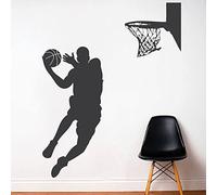 BINGQIAN Adhesivo de pared de vinilo negro, diseño de jugador de baloncesto, decoración del hogar, crea un ambiente deportivo, 70 x 26 cm