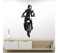 BINGQIAN Adhesivo de pared de vinilo negro, diseño de motocross, decoración del hogar, para sala de estar y dormitorio, ambiente dinámico y aventurero, 25 x 50 cm