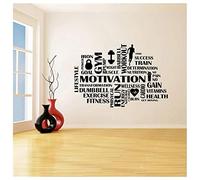 BINGQIAN Adhesivo de pared de vinilo negro - Texto motivacional para fitness, decoración del hogar, adecuado para gimnasio, dormitorio, crea un ambiente positivo, 53 x 79 cm,