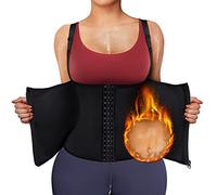 Bingrong Fajas Reductoras Mujer Abdomen Faja Lumbares Deportivo Sauna Chaleco para Mujer Neopreno Waist Trainer de Sudoración Efecto Fitness Comprecion de Doble Ajuste Shapewear (L, Negro)