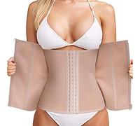 Bingrong Fitness Faja Cintura Entrenador con Cremallera Faja Corset Fajas Reductoras Mujer Fajas Deporte Mallas Neopreno Waist Trainer Abdomen Faja Lumbar Moldeadora Bustier (Beige, XXX-Large)