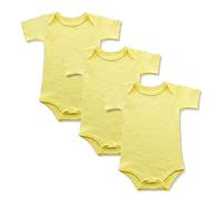 BINIDUCKLING Body Shaping Bebé-Niños Conjuntos，Ropa de una Pieza para Bebé， Mameluco Traje Recién Nacido ，Manga Corta，Pack de ３, Amarillo 12-18 Mes