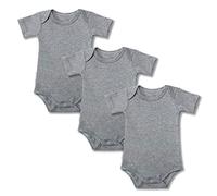 BINIDUCKLING Body Shaping Bebé-Niños Conjuntos，Ropa de una Pieza para Bebé， Mameluco Traje Recién Nacido ，Manga Corta，Pack de ３, Gris 12-18 Mes