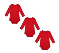 BINIDUCKLING Body Shaping Bebé-Niños Conjuntos，Ropa de una Pieza para Bebé， Mameluco Traje Recién Nacido ，Manga Larga，Pack de ３，Rojo，6-9M